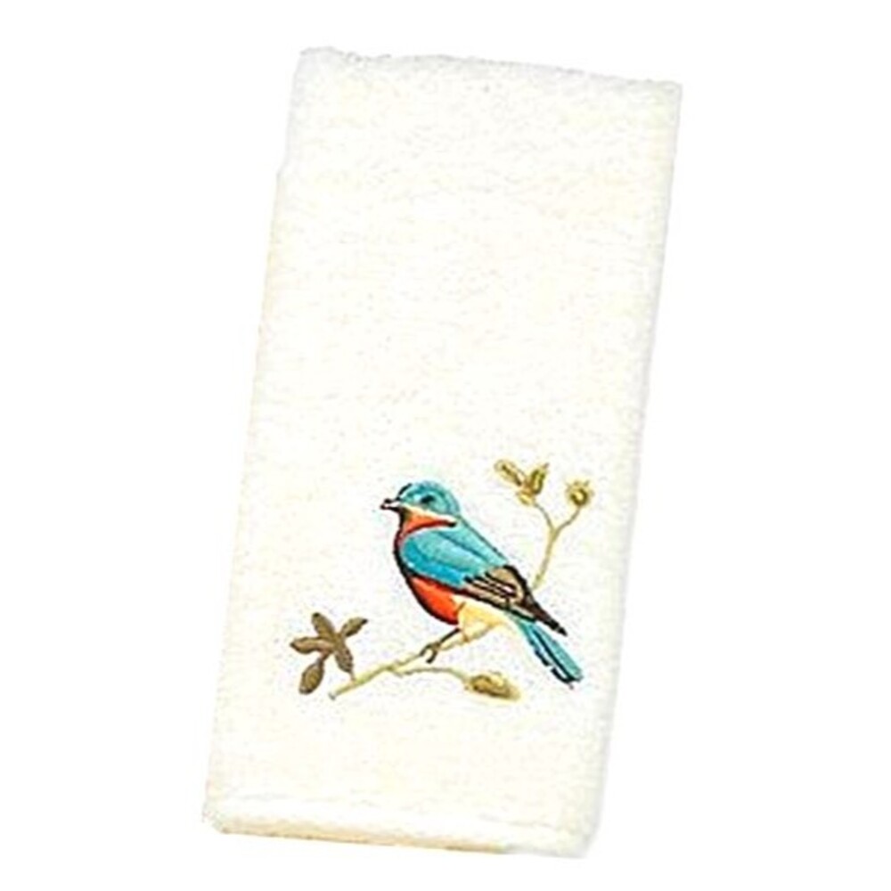Avanti Premier Songbirds Ivory Fingertip Towels Embroidered Bathroom Set of 2